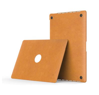 Levelo Gevena Leather Macbook Pro Cover 16" with Silicone Bottom Base, Non-Slip Surface, Ultra-Thin, Secure & Lightweight - Brown