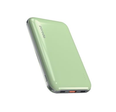Porodo 10000mAh Power Bank with Type-C &  Lightning Input, Super Fast Charging, 20W Power Delivery, A Grade Lithium Polymer Battery, Lightweight & Portable - Green