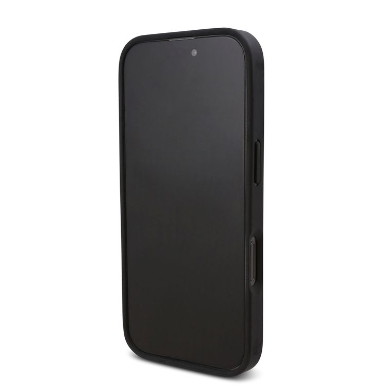 Karl Lagerfeld PU Hard Case for iPhone 16 Pro Max with Monogram Karl & Choupette Patch, Slim Profile, Drop Protection, Lightweight, Comfortable Grip, Easy Snap-on - Black