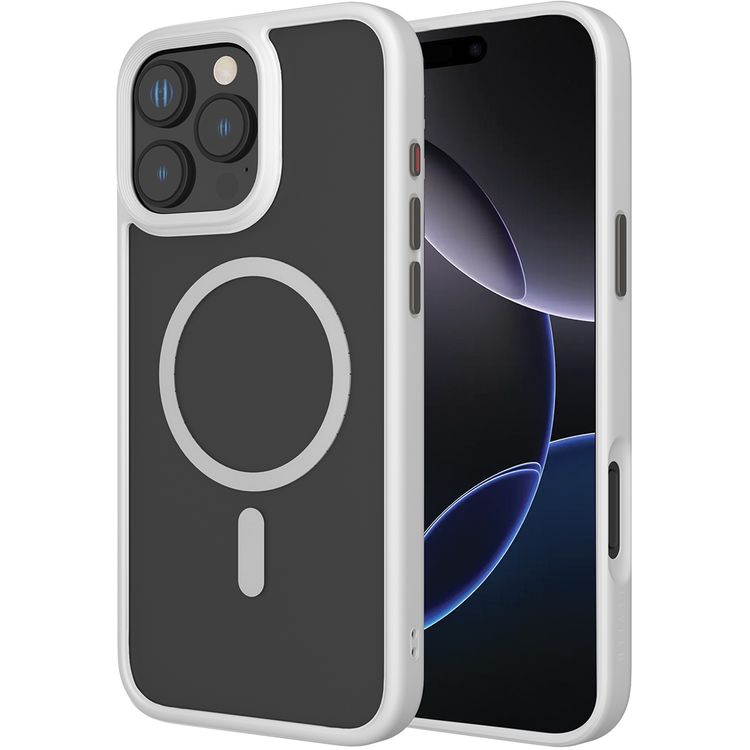 Levelo Matte Solo Case with MagSafe Compatibility for iPhone 16 Pro Max, Impact-Resistant Corners, Anti-Fingerprint, Hybrid Construction - White