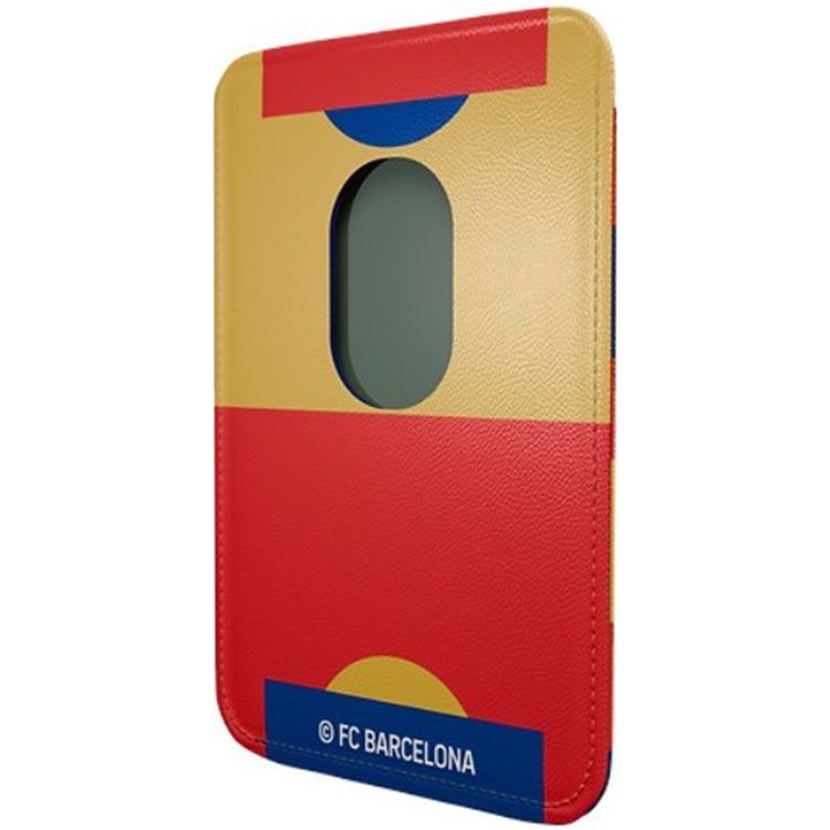 حامل بطاقات مغناطيسي من FCB مصنوع من جلد صناعي فاخر، وفتحة بطاقة واحدة، رفيع للغاية وخفيف الوزن، متوافق مع الهواتف الذكية مع مغناطيس مدمج - أصفر/بورجوندي