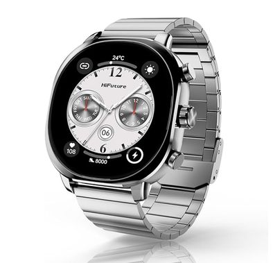 HiFuture AIX Smart Watch with Syntra™ AI Smart Technology, Up to 10 Days Battery Life, AMOLED Display, Stainless Steel Material, Up to 10m Water Resistance Depth, Advanced Fitness Monitoring, Heart Rate Monitoring, Sleep Quality Analysis - Silver