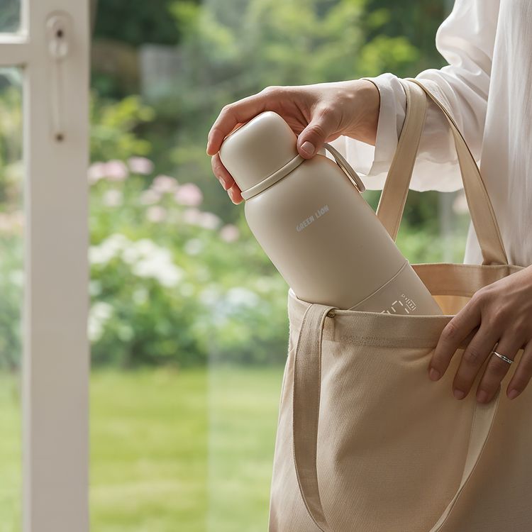 Green Lion Boilix Electric Kettle & Milk Warmer with Boil-Dry Protection, Touch Control, Premium Stainless Steel, Silicone Carry Handle, Leak-Proof Design, Safe & BPA-Free, Detachable Battery, Custom Temp Options, Intelligent Digital Display - Cream