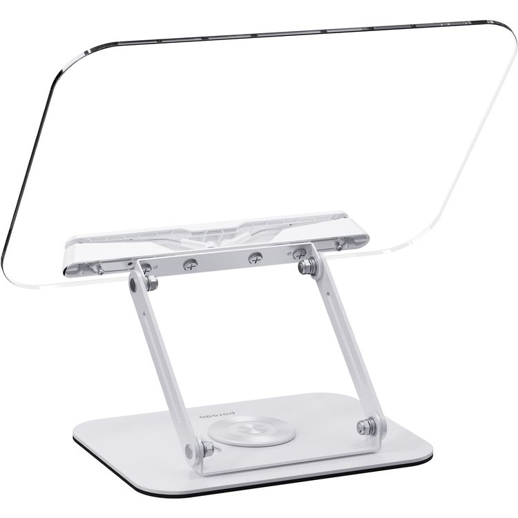 Porodo Transparent Tablet Stand with 360° Rotatable Arm and Adjustable Angle - White