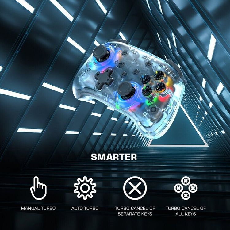 GameSir T4 Mini Multi-Platform Gaming Controller with Up to 10 Hours Working Time, Adjustable Backlight Modes, Multiple Turbo Setups, User-Friendly - Translucent White