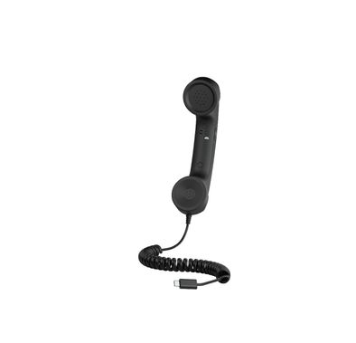 Porodo Classic Retro Phone Handset with Ergonomic Rubber, Advanced Noise Cancellation, ABS Material, 38mm Speaker, 2.5-Meter Cable - Black