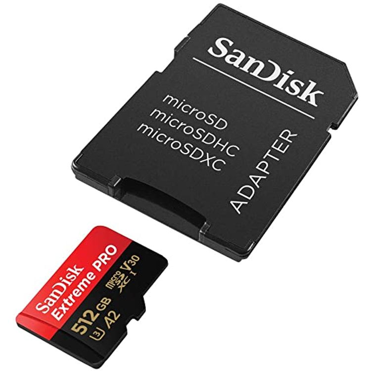 SanDisk 512GB Extreme Pro microSDXC + Rescue Pro Deluxe 170MB/s A2 C10 V30 UHS-I U4 - Red