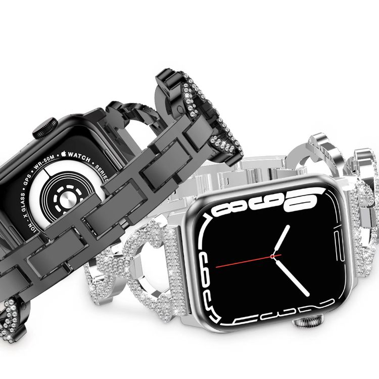 Green Lion Bello Crystal Watch Strap for Apple Watch 42/44/45mm, Easy Installation, Damage Protection, Unique Design - Black