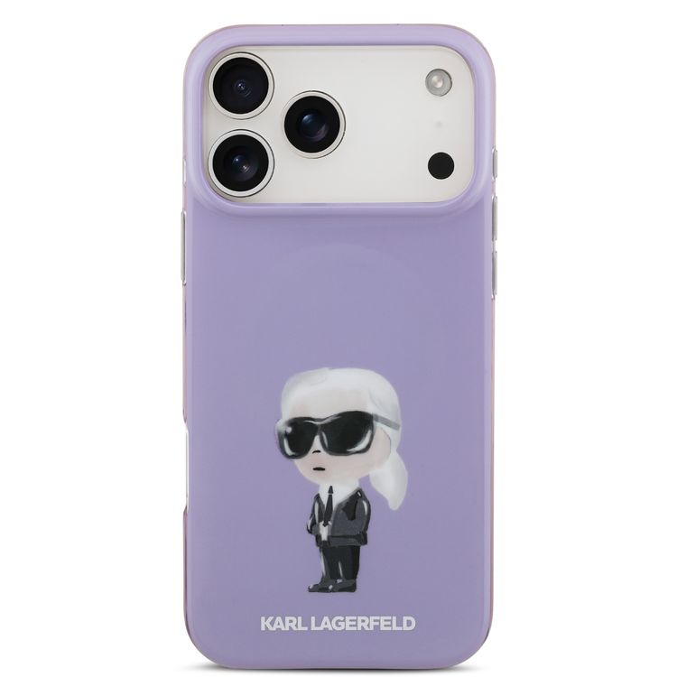 Karl Lagerfeld MagSafe IML Case with Aquarelle Karl Head for iPhone 17 Pro Max, Drop Protection, Slim Profile & Lightweight Design, Easy Snap-On, Comfortable Grip, Sustainable Packaging - Purple