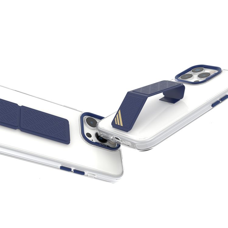 Levelo Morphix Clara Case for iPhone 16 Pro Max, Hybrid Material, Impact-Resistant Corners, Built-in Leather Grip, Metal Camera Ring - Blue