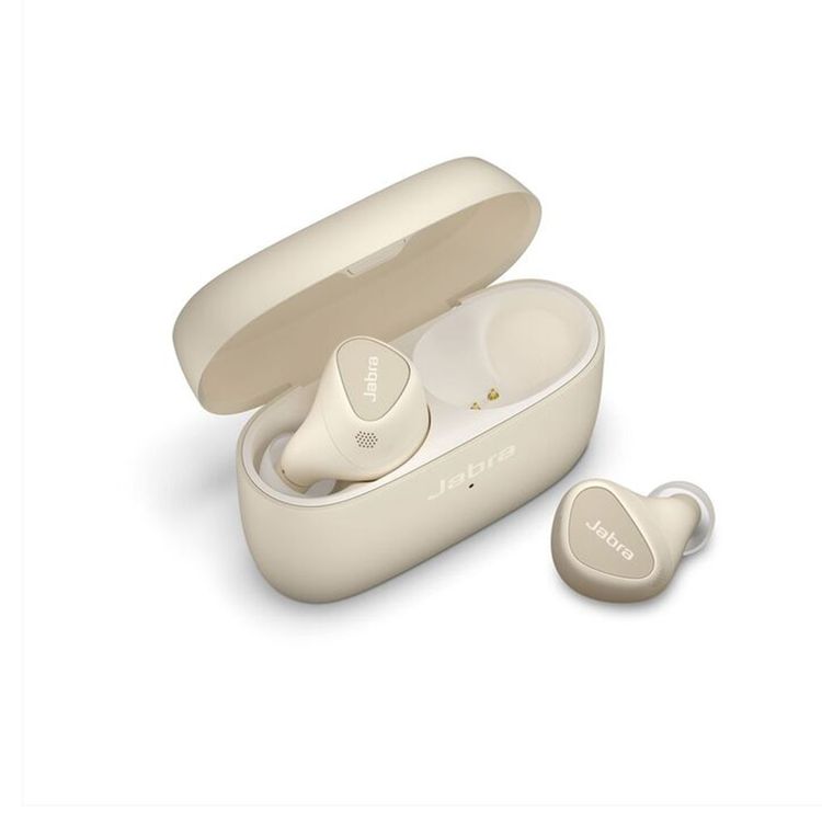 Jabra Elite 5 True Wireless Earbuds, Hybrid Active Noise Cancellation (ANC), Up to 28 Hours Battery Life, Up to 10 m Operating Range, Up to 180 Minutes Charging Time, 6-Mic Call Technology - Gold Beige