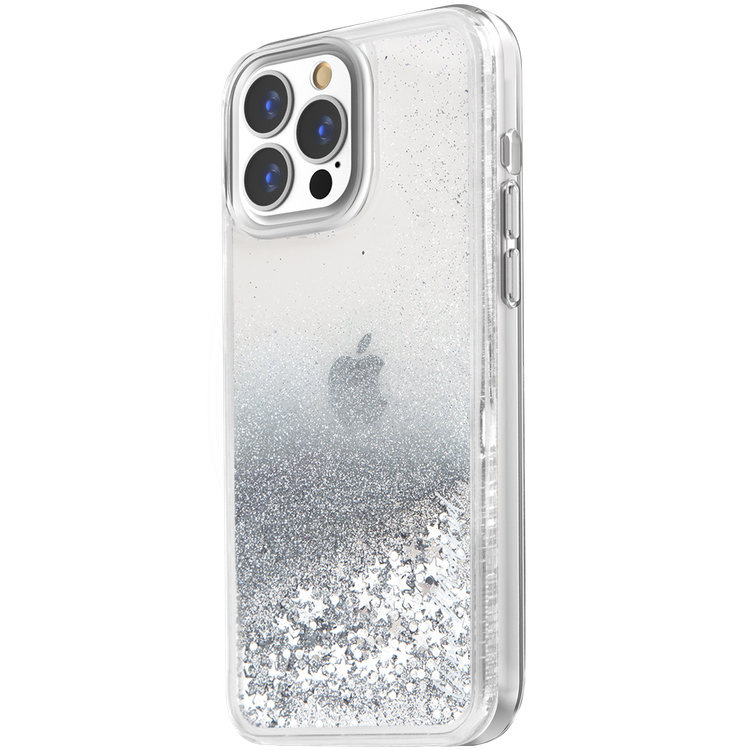 Viva Madrid Glamor Hybrid TPU/PC Case with Glitter Crystals & Beads - iPhone 13 Pro -  Clear / Silver