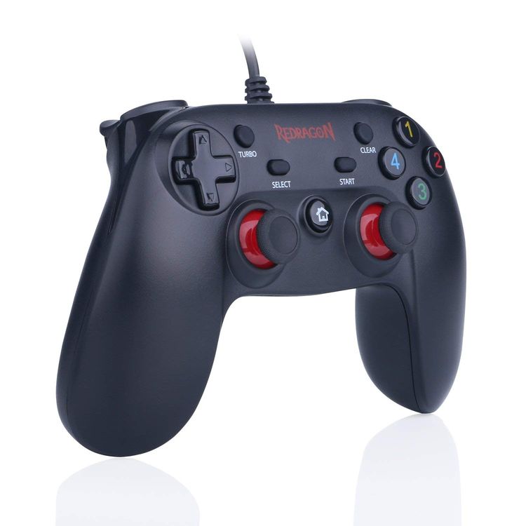 Redragon G807 Gamepad, PC Game Controller, Joystick with Dual Vibration, Saturn, for Windows PC, PS3, Playstation, Android, Xbox 360 (Black, Wired)