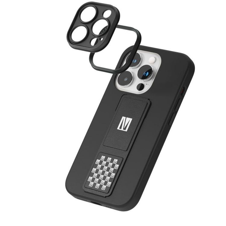 Levelo Morphix Silicone Case with Leather Grip for iPhone 14 Pro - Black