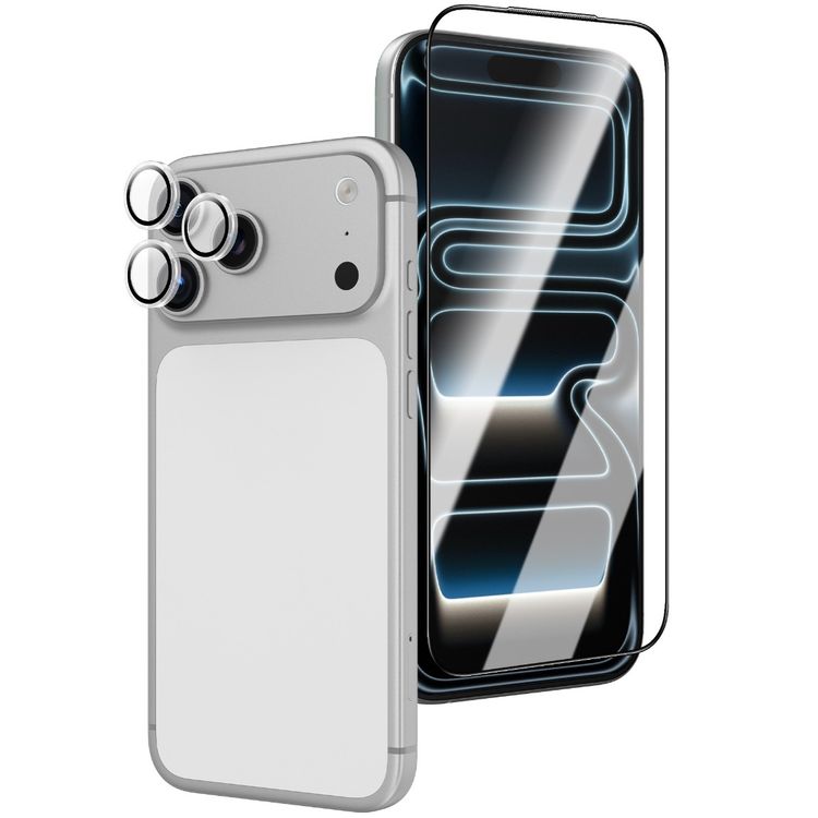 Green Lion 4-in-1 Combo Essentials for iPhone 17 Pro, Shockproof Clear Case, 3D Curved Clear Glass, GaN Fast Charger, HD Clear Camera Lens, 45W Power Delivery - Clear