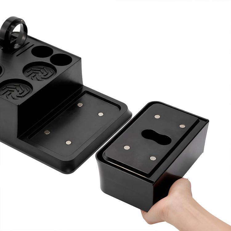 LePresso Tamping Station for 51/58 Portafilter Baskets, ABS Plastic & Silicone Material, Multi-Slot Base, Durable & Compact Design - Black