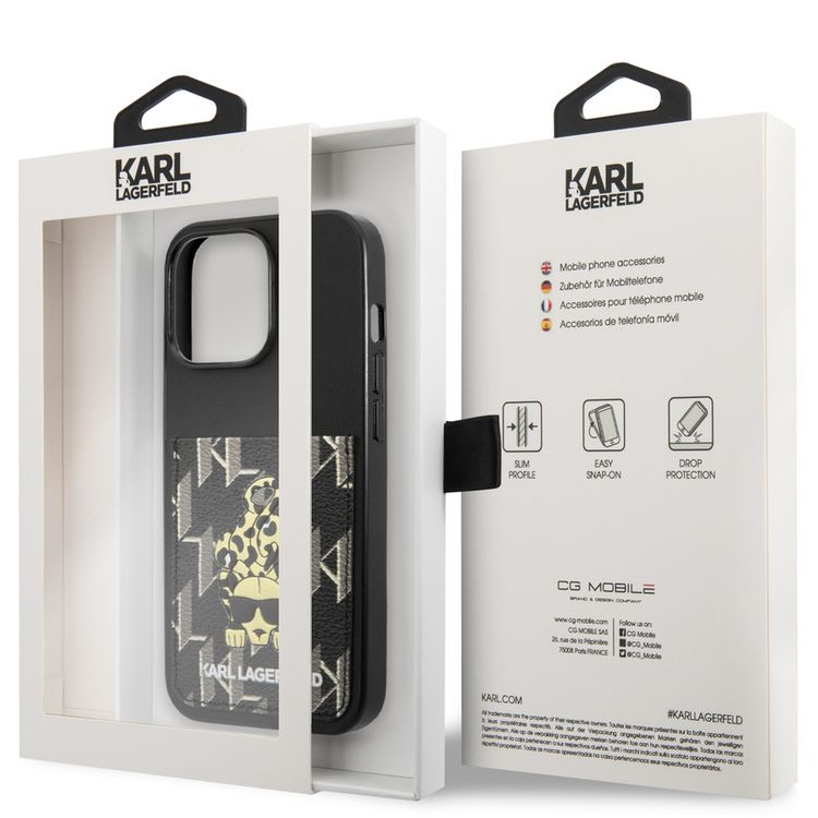 Karl Lagerfeld PU Leather Case With Monogram Karlimals Design Cardslot compatible with iPhone 13 Pro - Black