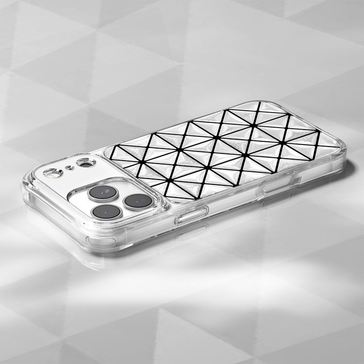 Levelo Hexa 3D Geometric Case for iPhone 17 Pro Max, Impact-Resistant Corners, Raised Bezels for Camera & Screen, Shock-Resistant Bumper, Ever-Clear Technology, Drop-Tested - White