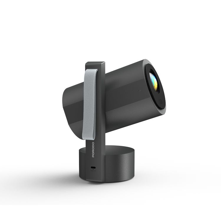 Porodo Full HD Portable Smart Projector with Auto-Focus & Keystone, 65W Power Consumption, 1080 pixels Resolution, Up to 150-inch Projection Size, 2 Hours Battery Life, 30000 Hours Light Source Life, 5000mAh Battery Capacity, 3-inch HD LCD Display, 250 ANSI Brightness, Bluetooth Version 5.0 - Gray