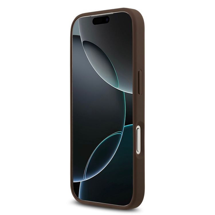 جراب جلد PU مغناطيسي MagSafe بتصميم كلاسيكي وشعار مرصع للهاتف iPhone 17 Pro Max، تصميم خفيف الوزن، حماية من السقوط، سهل التركيب، نحيف، تغليف مستدام، مريح في اليد - بني