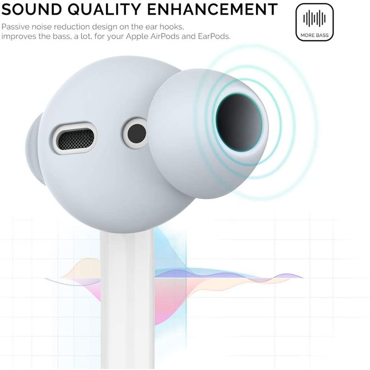 غطاء سيليكون AhaStyle لـ Airpods (3 أزواج كبيرة) - أزرق فاتح
