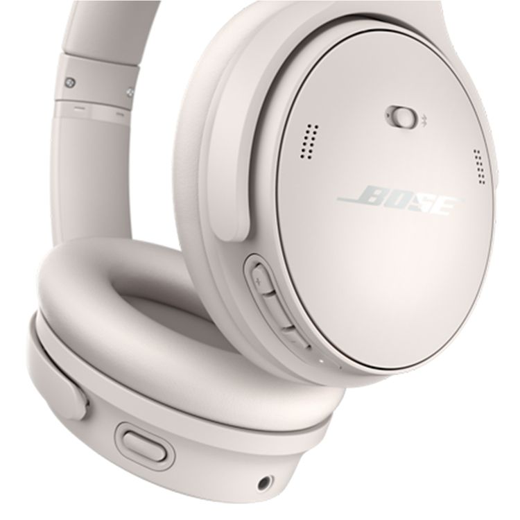 Bose QuietComfort Wireless Headphones with Bluetooth & AUX Connection, Up to 24 Hours Battery Life, Active Noise Cancellation, High-Fidelity Audio, Water Resistant - White Smoke