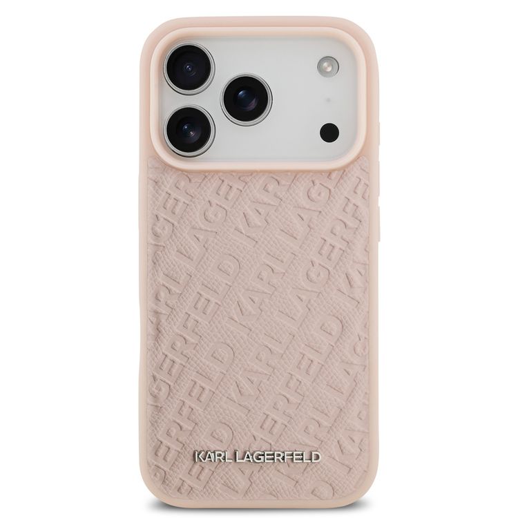 Karl Lagerfeld MagSafe Full Wrapped PU Leather Case with Karl Grain for iPhone 17 Pro Max, Slim Profile, Drop Protection, Easy Snap-On, Sustainable Packaging, Comfortable Grip, Lightweight Design - Pink