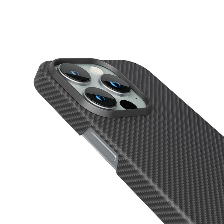  Levelo Sergei 1500D Aramid Fiber Case for iPhone 15 Pro Max, MagSafe Compatible, Shock-Proof Edges, Slim & Lightweight Design - Black