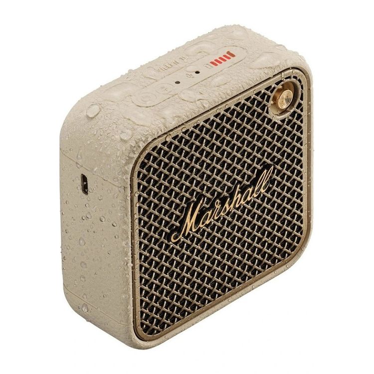 Marshall Willen II Compact Portable Wireless Speaker with Bluetooth Version 5.3, Water Resistant, Fast Charging, 17 Hours Play Time, 2.5 Hours Charging Time, Type-C Charging Port, Built-in Microphone, Lightweight Design - Cream