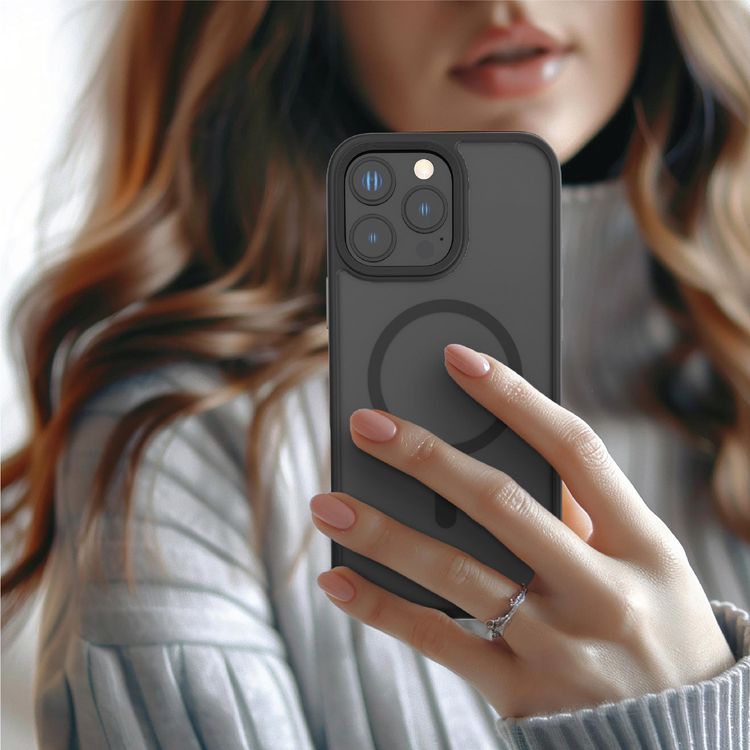 Levelo MagSafe Matte Solo Case for iPhone 16 Pro Max with Impact-Resistant Corners, 3H Scratch Resistance, Matte TPU Bumper, Lightweight & Hybrid Design - Black