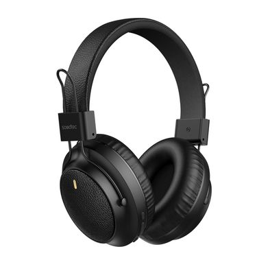 Porodo Wireless Stereo Headphones with Leather-Finish, 40mm Speaker Diameter, Up to 20 Hours Play Time, 10m Transmission Distance, 180 Hours Standby Time, TF Card Support, Stereo Sound Quality - Black