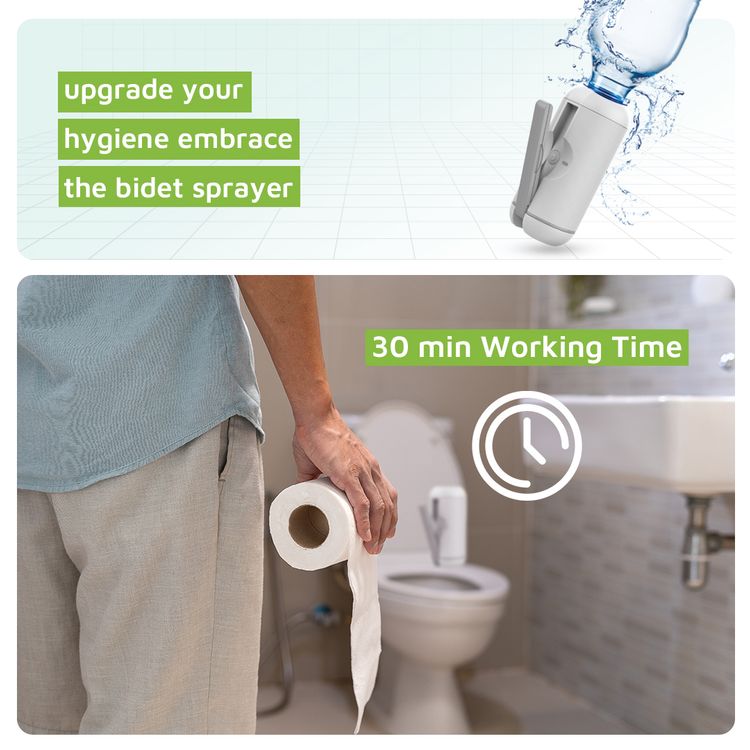Green Lion Electric Pocket Bidet, Lightweight, Compact & Portable, 450mAh Battery Capacity, 30 Minutes Working Time, ABS Plastic Material - White