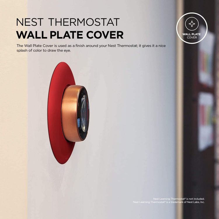 Elago Wall Plate Cover Suitable for Google Nest Thermostat Wall Plate Compatible with Nest Learning Thermostat 1st/2nd/3rd - Red