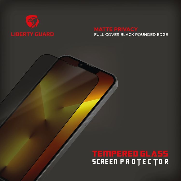 واقي شاشة Liberty Guard Matte Privacy Full Cover بحافة مستديرة لهاتف iPhone 13 Pro Max، مضاد للصدمات والتأثير - الخصوصية