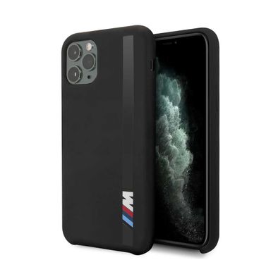 CG Mobile BMW Tone-on-Tone Stripe Silicone Hard Case for iPhone 11 Pro (5.8) Officially Licensed, Shock & Scratch Resistant, Compatible with Wireless Chargers - Black
