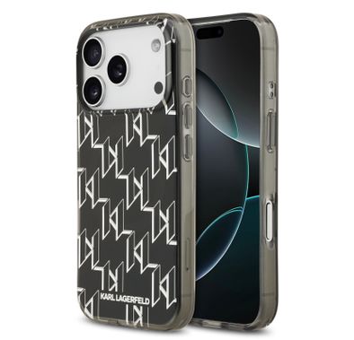  Karl Lagerfeld MagSafe IML Case with Karl Repeated Monogram Electroplated Design for iPhone 17 Pro Max, Slim Profile, Drop Protection, Easy Snap-On, Sustainable Packaging, Comfortable Grip, Lightweight Design - Black