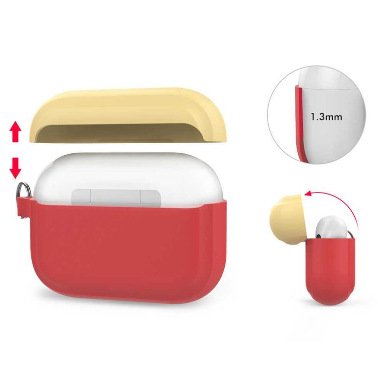 AhaStyle Premium Silicone Two Toned Case with Anti-Lost Keychain Compatible for AirPods Pro, Scratch Resistant, Shock Absorption, Drop Protection, & Dustproof