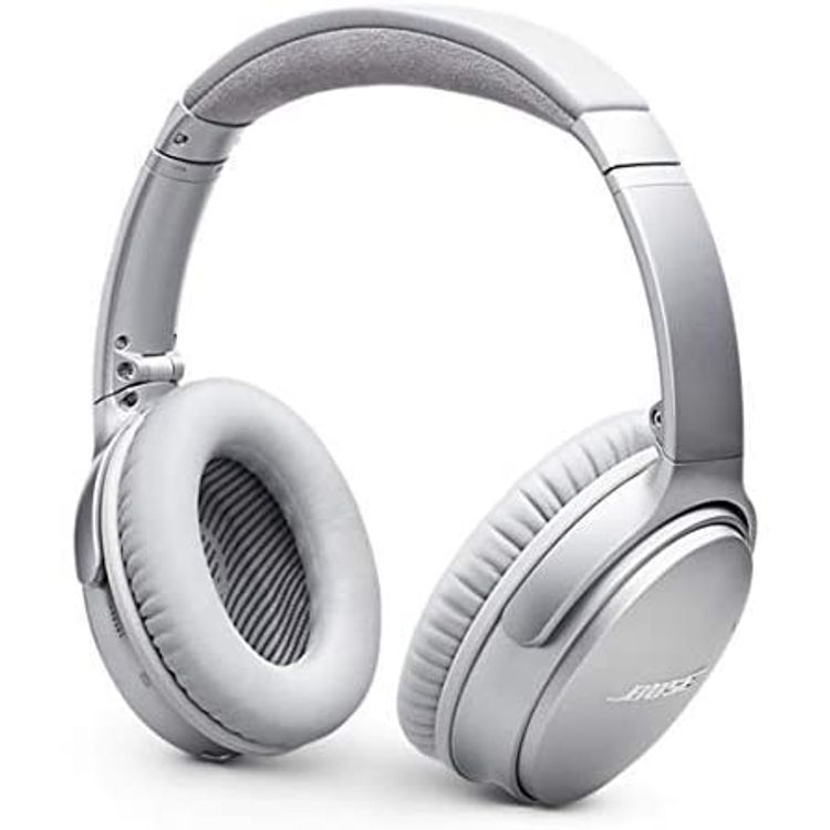Bose Wireless Bluetooth Headphones with Active Noise Canceling, NFC, 20 Hours Playtime, 2 Hours Charging Time, Bluetooth & 3.5mm 1.2m Audio Cable Connectivity, 2400 to 2483.5 MHz Frequency, 90° Earpiece Swivel, 20dB Bluetooth Transmitter Power, 30.5cm Micro-USB Charging Cable, LED Indicator - Silver