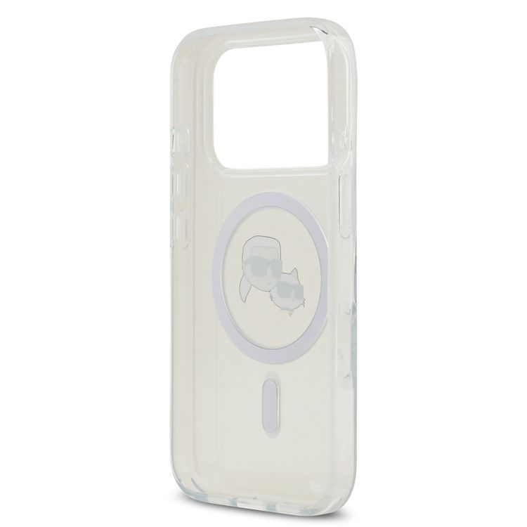 Karl Lagerfeld MagSafe IML Case with Printed Karl & Choupette Heads for iPhone 17 Pro, Sustainable Packaging, Drop Protection, Slim Profile, Comfortable Grip, Easy Snap-On, Lightweight Design - Transparent