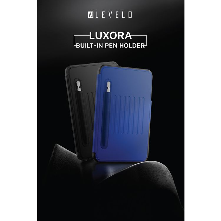 Levelo Luxora Case for iPad 10.9" 2022 (10th Gen iPad), Adjustable Multi-Angle Viewing, Premium PU Leather Finish, Shockproof, Anti-Fingerprint, Built-in Pen Holder & Built-in 2 Card Slots, Magnetic Flap Closure - Black