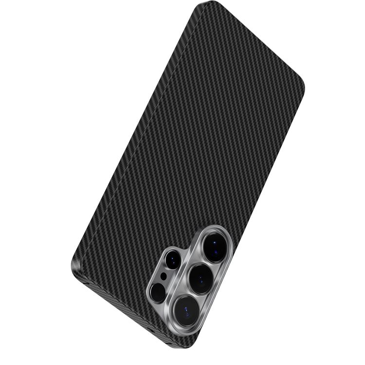 Levelo Sergei 1500D Aramid Fiber Case for Samsung S26 Ultra, Shock-Resistant Bumper, Strong Magnets, 1500D Woven Aramid Fiber, 4ft. Drop Tested, Aluminum Alloy Frame for Camera & Buttons - Black
