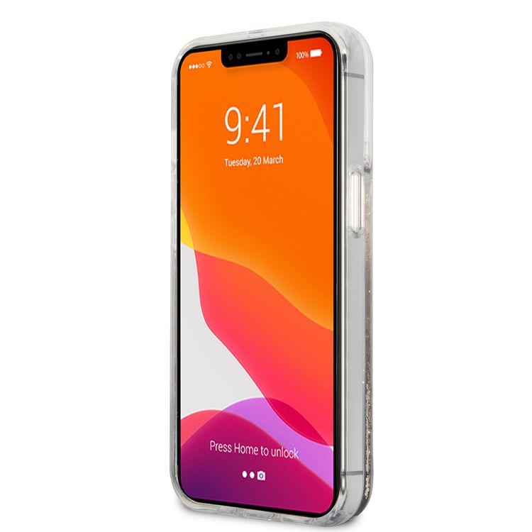 CG MOBILE Guess Liquid Glitter Case with 4G Electroplated Logo Compatible for iPhone 13 Pro Max (6.7") Anti-Scratch, Easy Access to All Ports, Shock Absorption