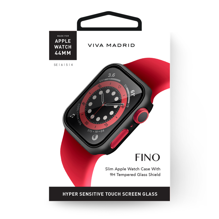 Viva Madrid Fino Screen Protector Case Compatible for Apple Watch, Full Protective Bumper Cover Case, Shock Absorbent & Anti-Scratch Replacement Case Compatible with 42/44mm - Black