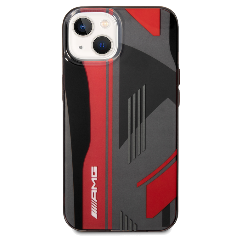 AMG Transparent Double Layer Case Expressive Graphic Design iPhone 14 Plus Compatibility - Black/Red