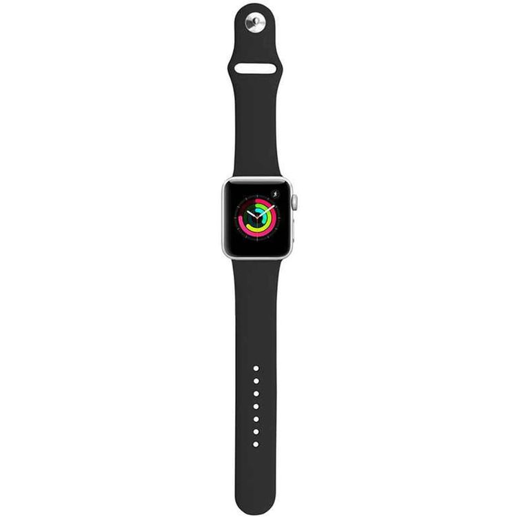Porodo iGuard Silicone Watch Band Compatible for Apple Watch 38/ 40/ 41mm -Black