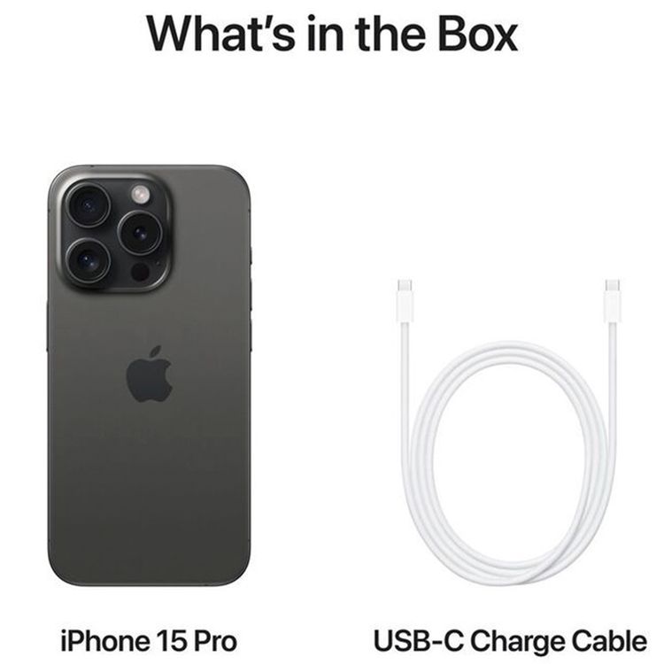 Apple iPhone 15 Pro with 512GB Capacity, 6.1-inch Screen Size, Dual eSIM, 48MP Camera Resolution, A17 Bionic Chip, USB-C Connector Type, 5G Network Technology, Splash, Water & Dust Resistant - Black Titanium