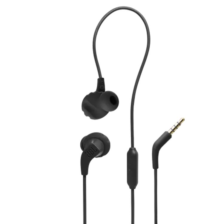 JBL Endurance Run2 Sports Wired In-Ear Headphones, Twist Lock, Water Proof, Sweat Resistant, Magnetic Buds, Hands-Free Phone Calls, 8.2mm Driver Size, JBL Pure Bass Sound - Black