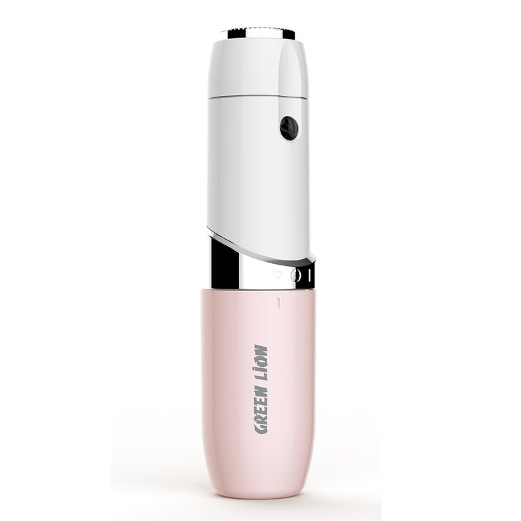 Green Lion Facial Hair Remover with Stainless Steel Blade & LED Indicator, 1W Power, 1000 RPM Motor Speed, Replaceable AA Battery, Protective Cover, Skin Friendly, Ergonomic Design - Pink