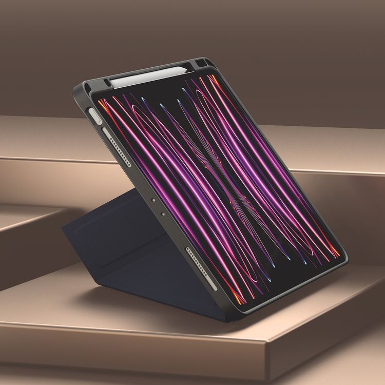 Levelo Elegante Hybrid Leather Case for iPad Pro 4th to 6th Generation, Vertical Orientation & Horizontal Positioning, Shock Absorbent Bumper Case, 360° Protection, Easy Snap-On, Accurate Cut-Outs - Pink