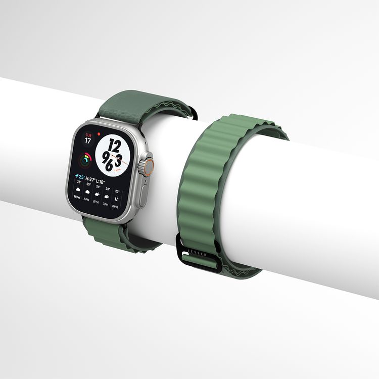 Levelo Ace Loop Watch Strap with Titanium G Hook Buckle for Apple Watch 49/45mm, Sweat & Water Resistant, Compatible with SE, Series 8, 7, 6, 5 & 4, Soft & Comfortable Fit - Green